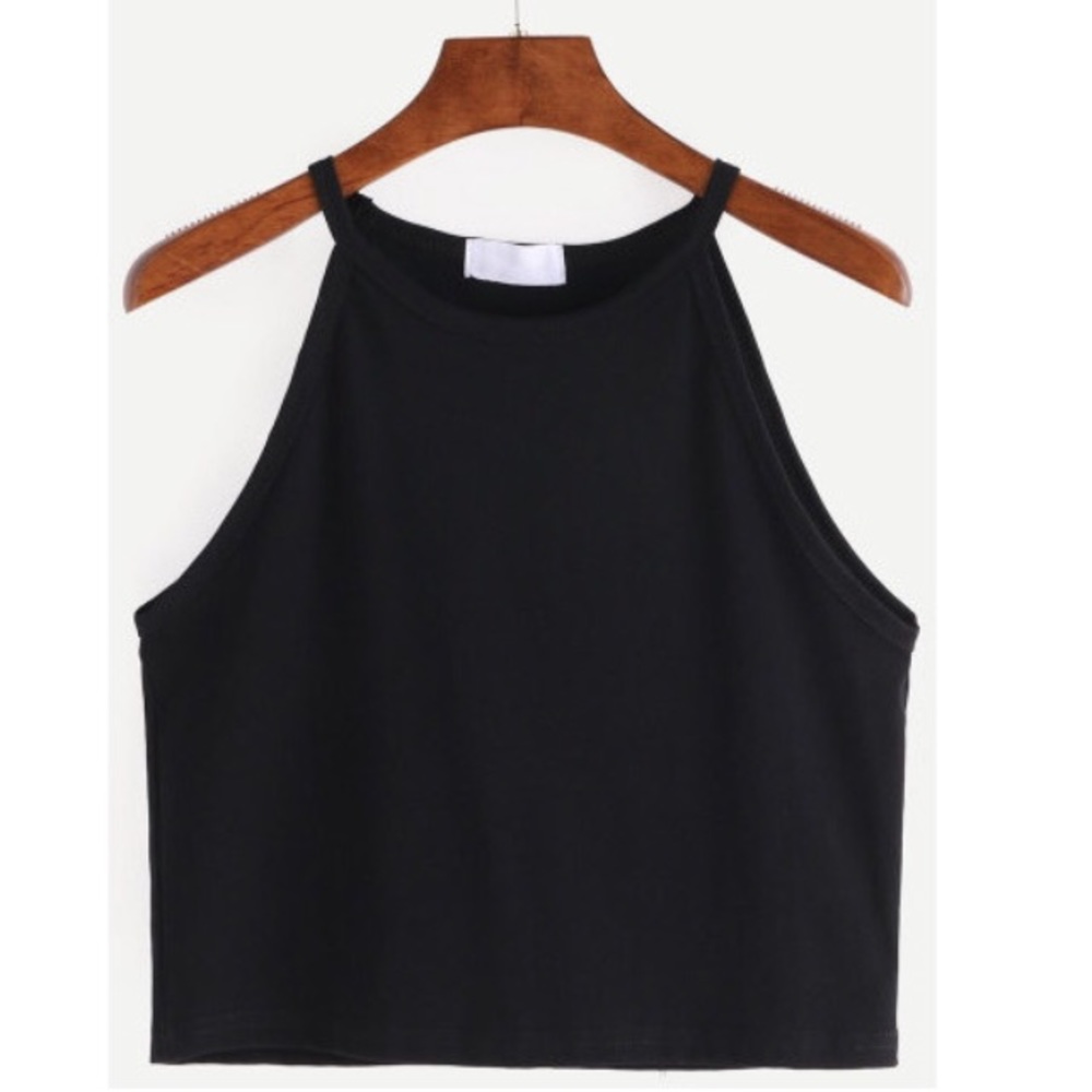 black cropped halter top